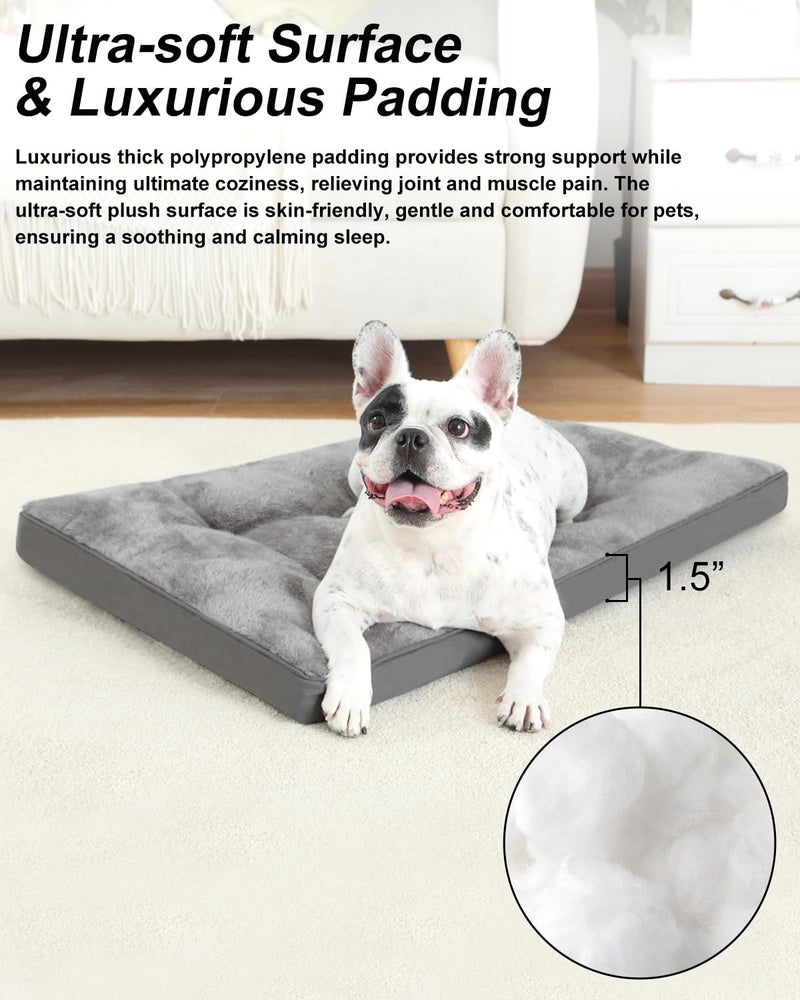 EMSLX Dog Bed for Crate Washable Dog Pad for Small Plush Dogs Kennel Pad Pet Sleeping Mat with Anti-Slip Bottom, 23x17 Inch, Grey - Image 2